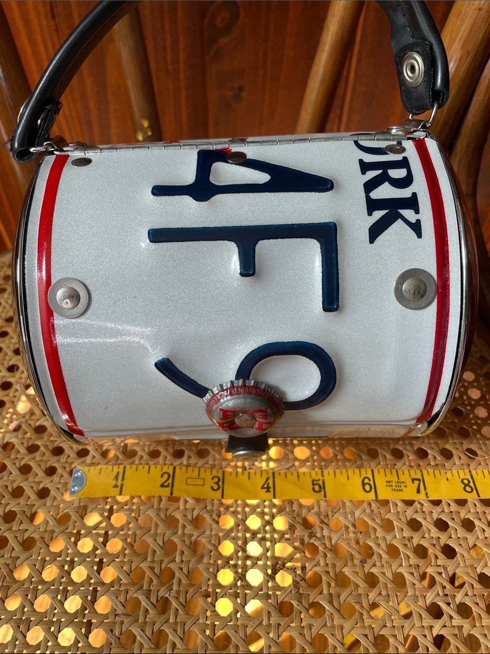 90’s Vintage Little Earth New York License Plate Bag with Navy & Red Accents - Picture 7 of 8